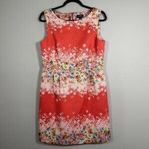 Tahari Arthur S.‎ Levine Petite 12P Coral Floral Sleeveless Pencil Dress